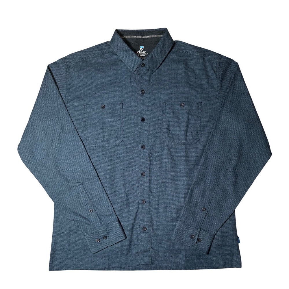 KUHL Button Down Shirt Blue Grey X-Large